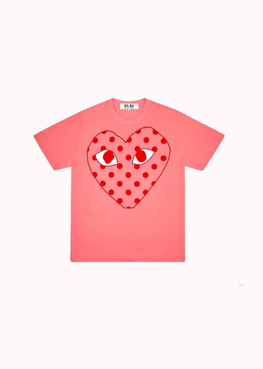 CDG Play T shirt rose uni grand coeur a pois rouges manches courtes comme des garcons Gago Aix en Provence