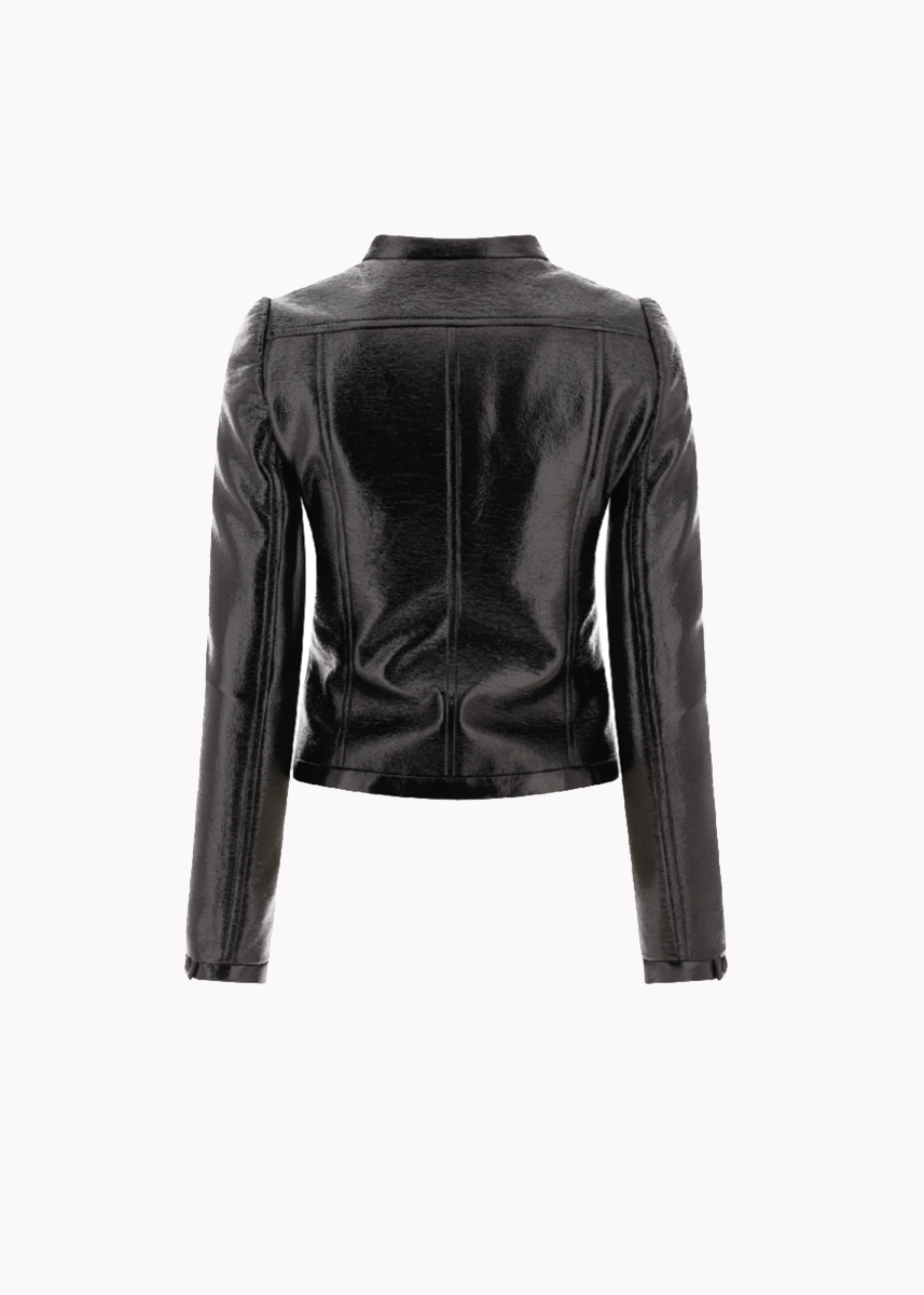 Womens black vinyl outlet jacket