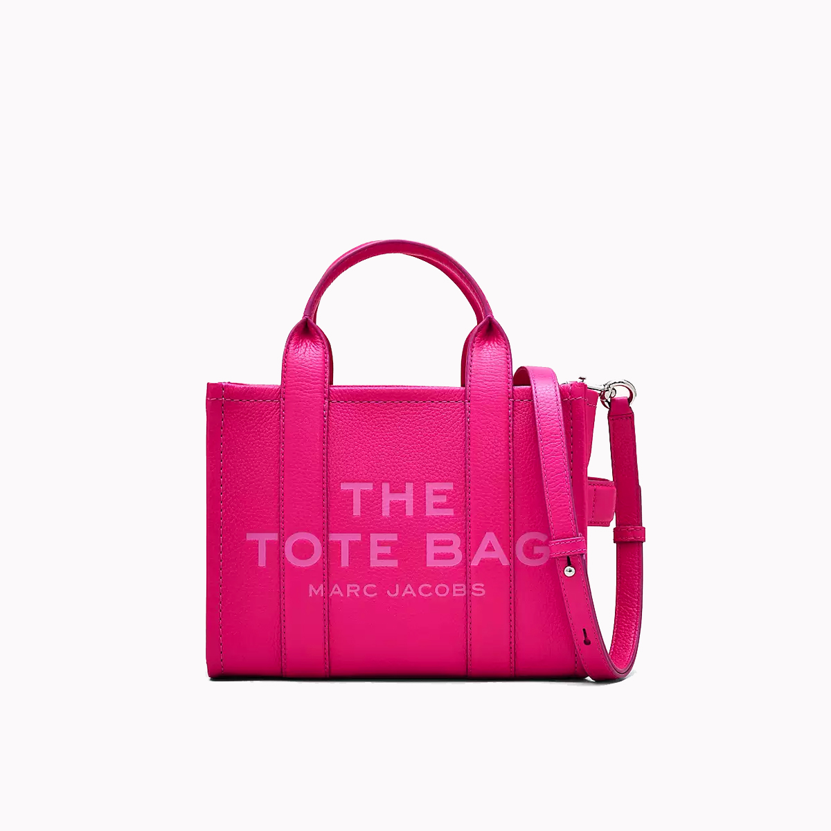 THE SMALL LEATHER TOTE HOT PINK